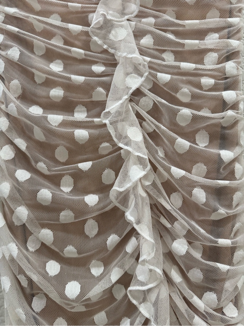 MAJORELLE Nude Mesh Strapless Polkadot Dress - Picture 4 of 6